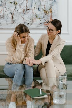 pexels photo 7699478 7699478 A comforting moment between two women in an indoor setting, showcasing empathy and support.